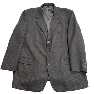 Vtg Joseph & Feiss Glen Check Blazer Sports Coat 100% Pure New Wool Men's 46R